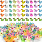 Cidinge 60 Pcs Mini Resin Ducks Luminous Tiny Ducks Miniature Duck Glow in The Dark for DIY Garden Dollhouse Duck Accessories Micro Landscape Aquarium Party Decor