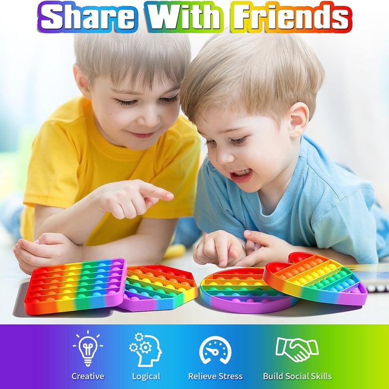 4 Pack Fidget Toys,Pop Fidgets Pack Party Favors for Kids & Adults,Push Sensory Toys Bulk Toddler Toys,Stress Relief Gifts for Easter,Christmas,Birthday,Party Supplies,Classroom