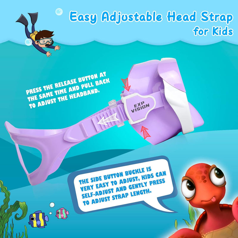 Kids Swim Mask 180° Snorkel Diving Mask, Anti-Fog Child Swim Goggles with Nose Cover No-Leak Swimming Goggles Anti-Shattered Lens for Youth 4-15