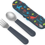 Bentgo Kids Stainless Steel Utensil Set - Reusable Fork, Spoon & Storage Case, PFAS- & BPA-Free, Easy-Grip Handles, Lightweight, Dishwasher Safe, School Lunch, Travel & Outdoors (Blue)
