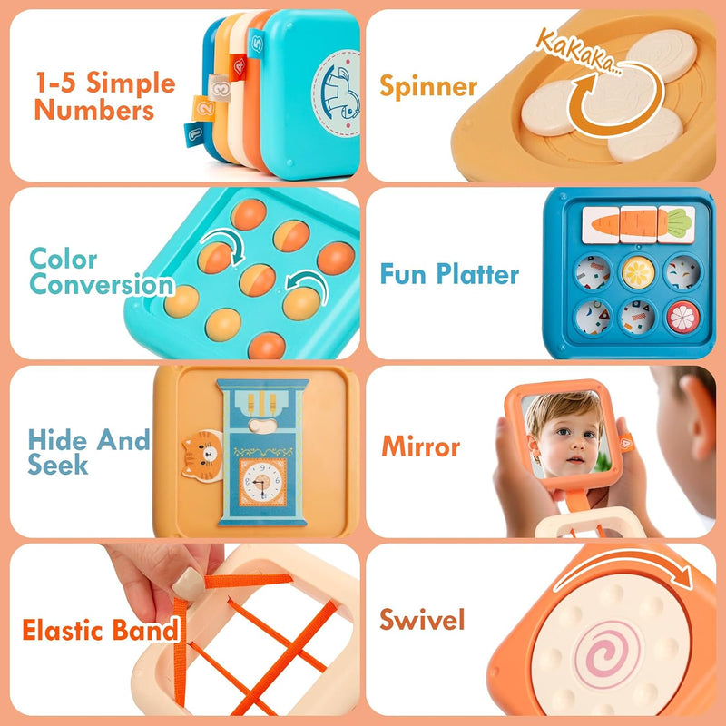 GRESEESM Busy Board Montessori Toy for 1 Year Old Boy Gifts, Travel Toys for Toddler 1-3, Sensory Activity Airplane Essential, Baby Boys Birthday Gift, Easter Basket & Stocking Stuffers