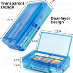 Double Layer Clear Hard Pencil Cases,Plastic Personalized Pencil Box with Snap-Tight Lid for Pen, Pencils, School Office Supplies Marker Crayon Organizer Storage Box,Standard Size (Pink)