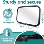 Baby Car Mirror for Rear Facing Seats (2 Pack) | Double award-winning, shatterproof and shakeproof baby car mirror with 360° rotation and clear convex view for newborn safety