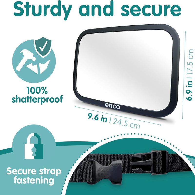 Baby Car Mirror for Rear Facing Seats (2 Pack) | Double award-winning, shatterproof and shakeproof baby car mirror with 360° rotation and clear convex view for newborn safety
