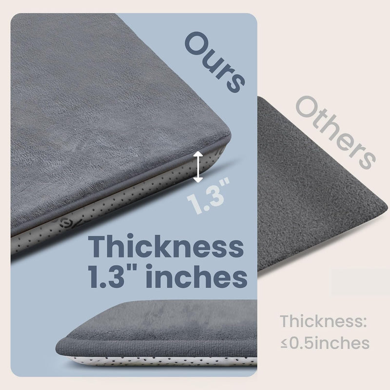 Huloo Sleep Baby Play Mat for Floor,1.3" Thick Elasti-Foam 50"×50" Playpen Mat for Tummy Time,Non-Toxic Certified Water Repellent Soft Coral Velvet for Toddler,Infant,Kids,Non-Slip Backing Safe for Crawling(Dark Grey)