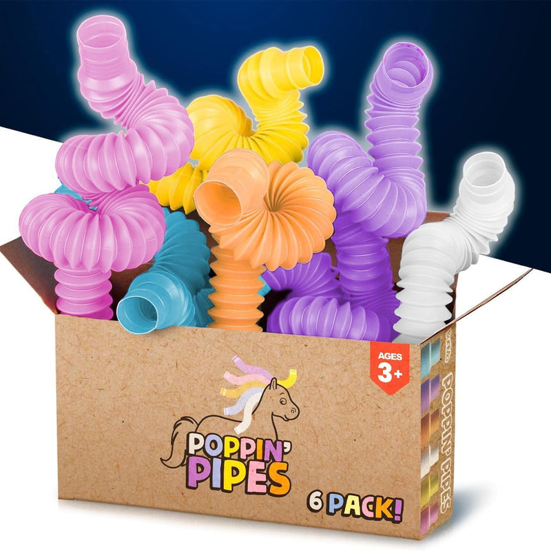 BUNMO Pop Tubes - Sensory Toys - Fidget Toys - Imaginative Play & Stimulating Creative Learning - Hours of Fun for Kids - Tons of Ways to Play - Non-Mouthable Toy 3+ - 8 Pack Small