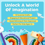 Mumaloo Arts and Crafts Kit for Kids – 10 Projects Ages 4–8 | No-mess craft box for girls & boys | Preschool homeschool art supplies | Educational gift | 3 4 5 6 7 8 year old toddler