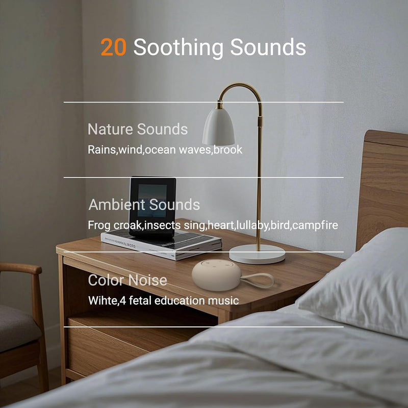 Portable Baby Sound Machine & Essentials for Babies & Kids-Putty | White Noise Machine[Timer Function][20 Soothing Sounds][15 Hours Battery Life]Travel,Registry,Gifts,Clips on Baby Stroller