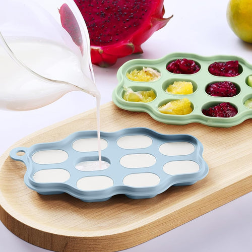 Baby Food Freezer Tray with Lids 2 Pack, Silicone Baby Food Storage Containers for Homemade Baby Food, Purees, Breastmilk, Ice Cube & Popsicle Mold (Blue/Green)