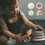 Moonkie 7-Piece Soft Teething Toy Set with Stacking Rings for Babies | Educational Learning Toy