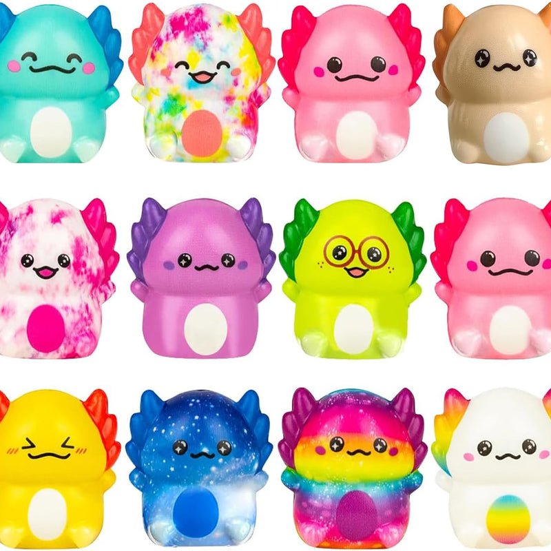 12PC Axolotl Squishy Toys – Soft Slow Rising Stress Relief Sensory Fidget Toys for Kids Girls – Classroom Rewards, Birthday Party Favors, Treasure Box Prizes