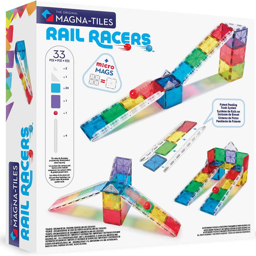 MAGNA-TILES Rail Racers 33-Piece Magnetic Construction Set, The Original Magnetic Building Brand
