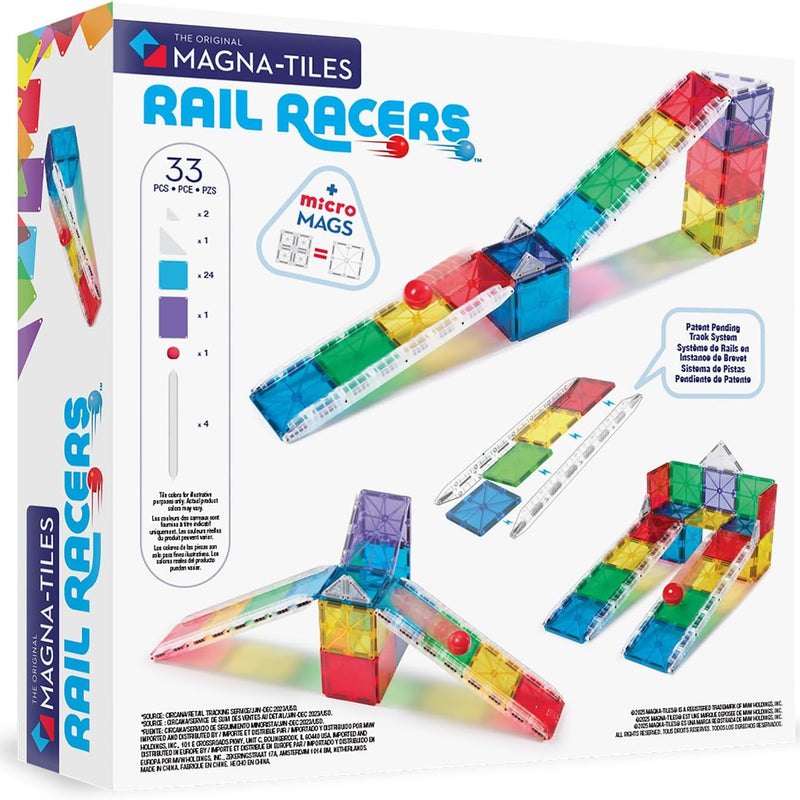 MAGNA-TILES Rail Racers 33-Piece Magnetic Construction Set, The Original Magnetic Building Brand
