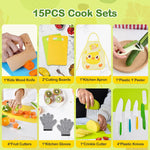 Montessori kitchen toys for toddlers, 15PCS cooking set with real knife, kids safe cooking sets, Easter gifts for kids