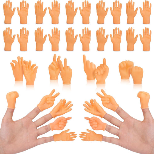 30 Pcs Tiny Hands Finger Puppets Set, Realistic Mini Human Hand Replicas in 7 Diverse Styles for Gag Gifts, Prank Shows, Performance Fun, and Party Favors for Kids and Adults.