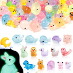 FIVEIZERO 100PCS Luminous mini Resin Animals Bulk - 20 Styles Glow in The Dark Plastic Tiny Animals Figures for Dollhouse, Fairy Garden, Aquarium, Party Favors & DIY Craft Decor
