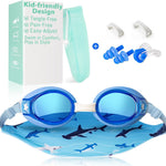 Pixel Panda Kids Swim Goggles with Fabric Strap for 3-12, No Hair Pulling | Kids swimming goggles with soft cloth strap for toddler/boys/girls/children, anti-fog anti-UV, no leak, no raccoon eyes