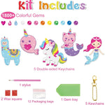BANBBUR Art and Crafts for Kids Ages 8-12 4-8, 5 PCS Diamond Gem Art Kids | Double Sided 5D Gem Key Chain Making Kit,Christmas Crafts for Kids, Art and Craft Birthday Gifts Christmas Stocking Stuffers