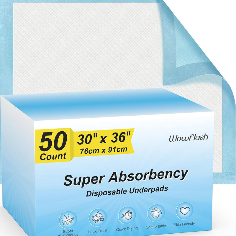 100 Count 22” x 22” Super Absorbency Disposable Underpads | Leakproof Quick Drying Disposable Pads for Baby, Puppy and Adults, Cat Pee Pads for Dogs, Potty Puppy Training Pads