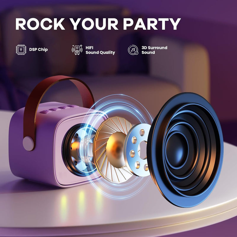 YLL Portable Karaoke Machine with 2 Wireless Mics, Kids Singing Toy for 3-10+ Years