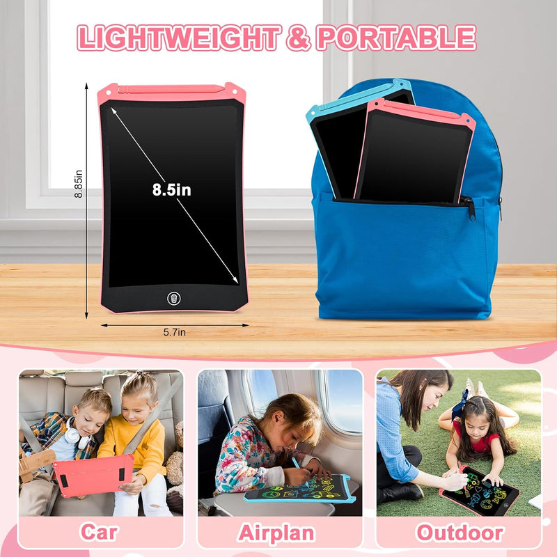cimetech Toddler Girl Gifts, LCD Writing Tablet, Travel Essentials Toys | Kids Toys for 3 4 5 6 Year Old Boys, 8.5 Inch Drawing Pad Coloring Books 2 Pack, Travel Activities, Birthday Gifts Age 1-3