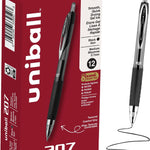 uniball™ 207 Gel Pens, Black Ink, 0.7mm Medium Point, Retractable, 12 Count, Smooth Writing, Fraud-Resistant, uni Super Ink™