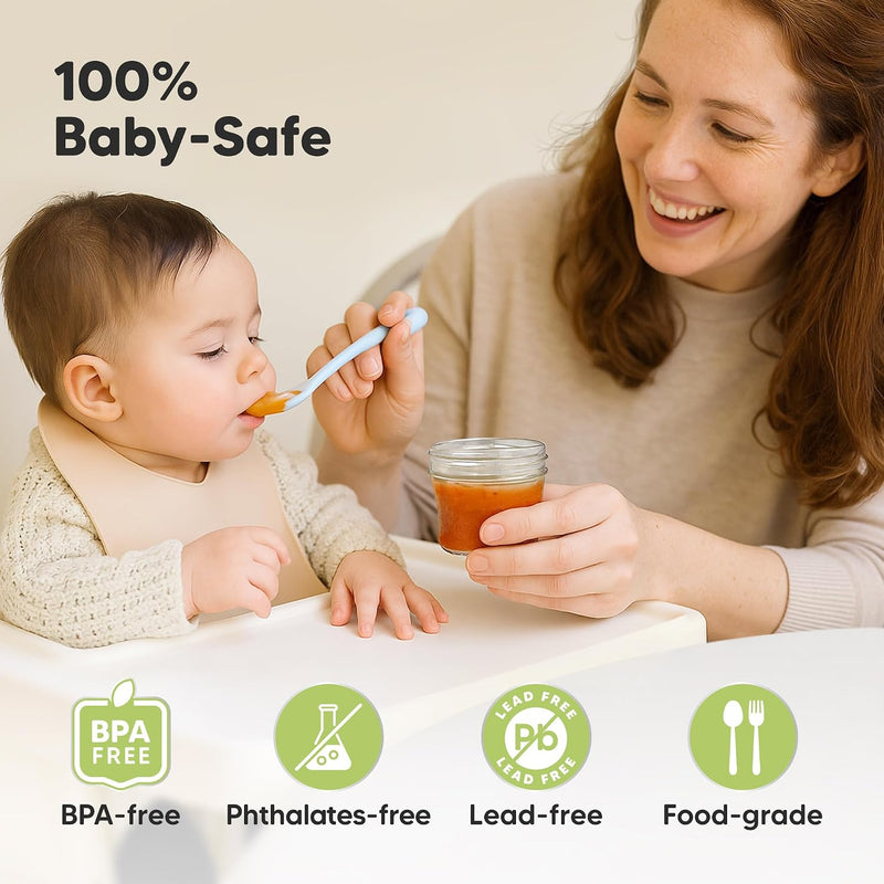 KeaBabies 12pk 4oz Glass Baby Food Containers with Lids, Leak-Proof (Nord) | Microwavable Small Glass Jars, Baby Purees, Toddler Snack Storage Containers, BPA-Free, Dishwasher-safe, Freezer Safe