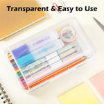 Double Layer Clear Hard Pencil Cases,Plastic Personalized Pencil Box with Snap-Tight Lid for Pen, Pencils, School Office Supplies Marker Crayon Organizer Storage Box,Standard Size (Pink)