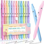Fenmay Gel Pens, 12 Pcs Black Ink Pens 0.7mm Medium Point| Quick Dry No Smudge, Smooth Writing, Retractable Cute Aesthetic Pens for Journaling Note Taking School Office Supplies