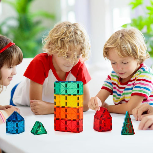 FNJO Magnetic Tiles 110PCS Magnet Building Set for Kids