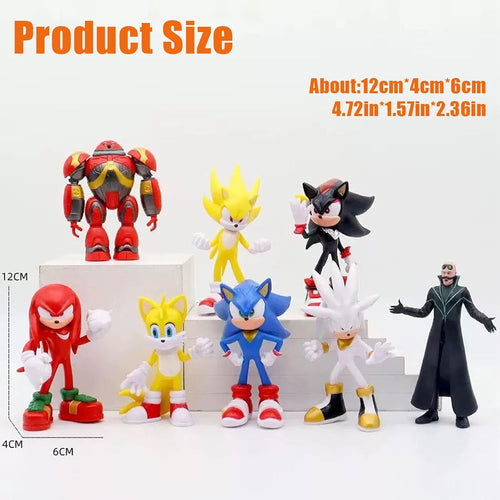 Hedgehog Action Figure, 6.5in Hedgehog Style Statue Handcrafted Collectible for Display (8PCS)