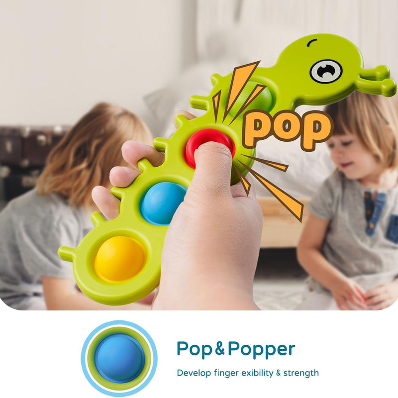 LiKee Fidget Popper Sensory Toy, 10+ Months, Christmas Stuffers, Push and Popping Airplane Car Travel Toy