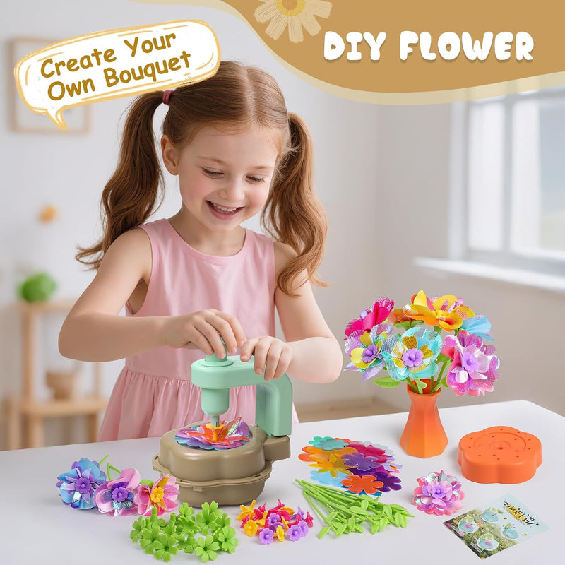 Scvcid Arts and Crafts for Girls Aged 3-12, Includes Extra Accessory Set | DIY Art Flower Toys Fabric Bouquet Craft for Toddler, Birthday Gifts for 3 4 5 6 7 8 9 10 11 12 Year Old Girls