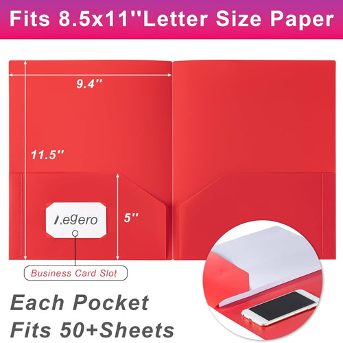 Aegero Plastic Folders with Pockets (7 Pack, Assorted Colors), Durable Heavy Duty File Folders with Business Card Slot, 2-Pocket Folder for Schoolwork & Office,Letter Size…