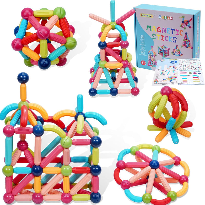 Couomoxa Magnetic Building Blocks for Toddlers: 42-Piece Set for Early STEM Learning with Large Pieces