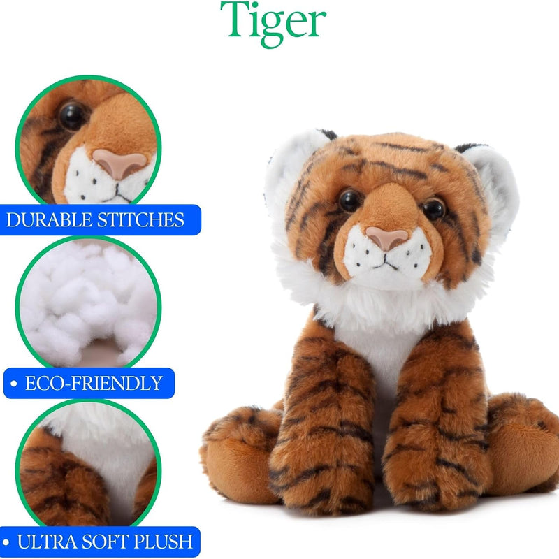 The Petting Zoo Tiger Stuffed Animal, Gifts for Kids, Wild Onez Zoo Animals, Tiger Plush Toy 9 inches