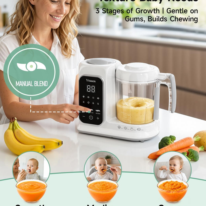 Baby Food Maker with Large Steam Basket Onestep Baby Food Processor Steamer with Steam & Grinding, Auto Cooking Self-Cleaning & Sterili-zing, BPA-Free for Healthy Homemade Baby Food