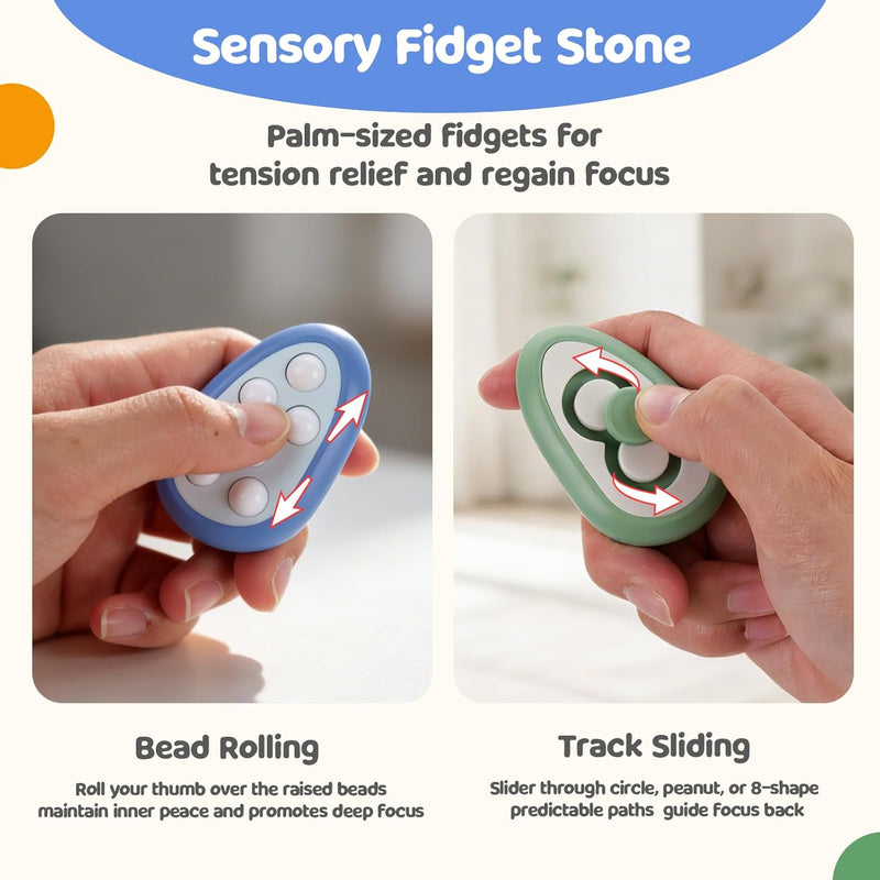Fidget Toys Adults Stress Relief: 4 Pack Fidget Stone - Sensory Calming Desk Toys for Teens Kids with ADHD Autism - Office Tension Relief Focus Tool