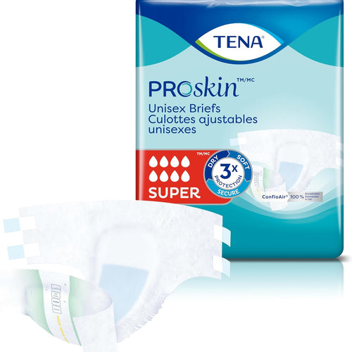 TENA Proskin Super Briefs, Incontinence Adult Diapers, Unisex, Large, 56 ct | Easy to adjust with tabs for a better fit, these briefs offer comfort & reliable absorbency to support everyday care routines
