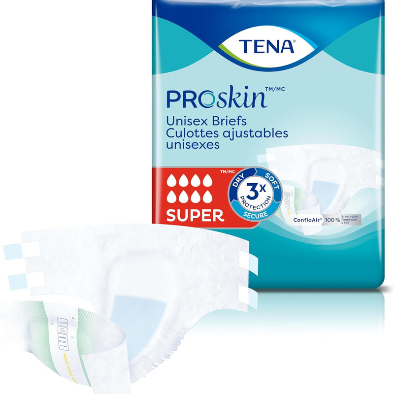 TENA Proskin Super Briefs, Incontinence Adult Diapers, Unisex, Large, 56 ct | Easy to adjust with tabs for a better fit, these briefs offer comfort & reliable absorbency to support everyday care routines