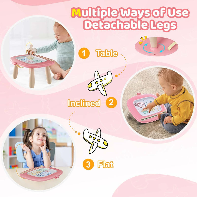 Kikidex Soft Pink Magnetic Drawing Board for Toddler Girls 1-2 Years Old Doodle Learning Toy