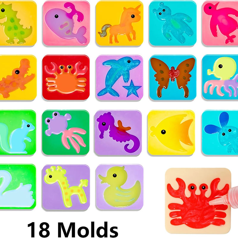 Kidisego Aqua Fairy Water Gel Kit for Kids, Magic Water Elf Toy Kit with 12 Colors 18 Molds 6 Pack of Magic Powder, Crate Your Own Magic Elf Kit Water Pets Craft Kits for Kids