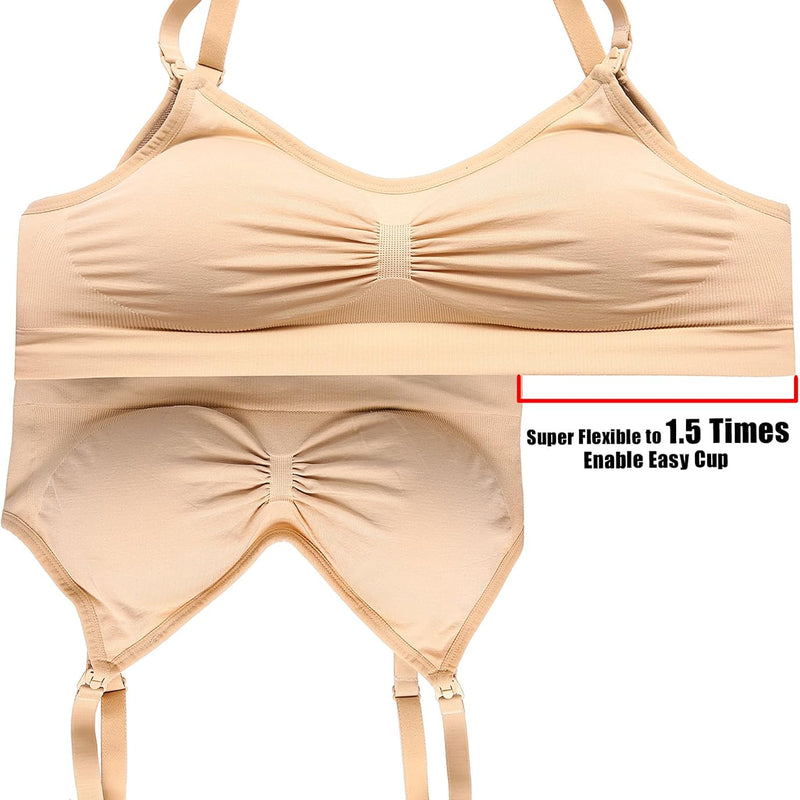 HOFISH 3PACK Full Bust Seamless Nursing Maternity Bras Bralette S-XXL with Extra Bra Extenders & Clips