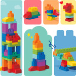 MEGA BLOKS First Builders Toddler Blocks Set - 80 Pieces, Big Bag, Ages 1+, Blue