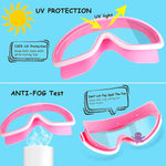COOLOO Kids Swim Goggles for Age 3-15, 2 Pack Kids Goggles for Swimming with Nose Cover, No Leaking, Anti-Fog, Waterproof