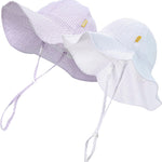 Baby & Toddler Wide Brim Sun Hats UPF 50+ Sun Protection Bucket Cap Cute Adjustable Hat in Seersucker
