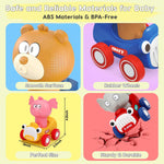 AugToy Press to Go Cars Toys for Baby Infant Toddlers Toys | Animal Racing Cars Toys, Push Go Cars Toys for Baby Boys Girls Easter Christmas Birthday Gifts