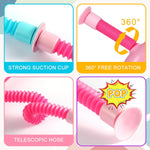 xonteus 4 pcs pop tubes giraffe toys, telescopic suction cup sensory fidget toys for kids, travel friendly entertainment essentials