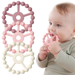 3 Pack Silicone Teething Ring Toys for Babies 0-6 Months, Seposeve Toddler Teethers for 6-12 Months, 12-24 Months, Purple Pink White