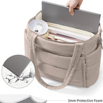 Bagstellar Puffer Tote Bag for Women, Lightweight Puffy Travel Gym Work Bag | 16 Pocket Teacher Nurse Quilted Shoulder Handbag Large Cloud Carry On 15.6" Laptop Computer Purse for School Nursing Clinical